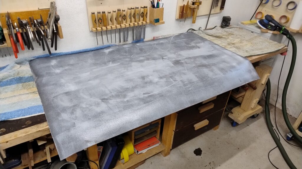 Mit Leim benetztes Linoleum